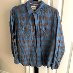 Flag & Anthem button down flannel.  Blue on blue, XL.